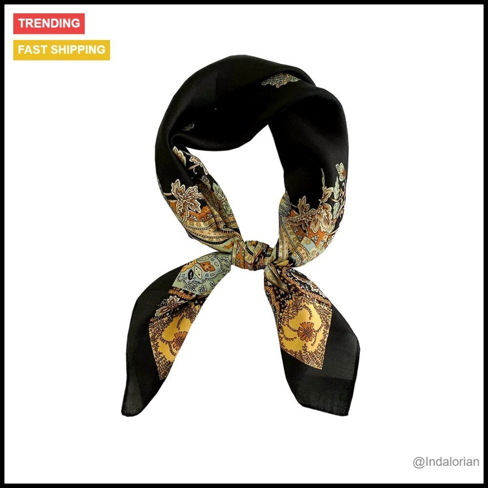Satin Silk Feeling Square Scarf Elegant Boho Chic Hair Accessory Bandana